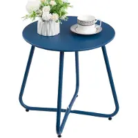 Merkloos Beistelltisch Couchtisch Gartentisch - Rund - 45 cm hoch - Marineblau - Für Terrasse und Garten