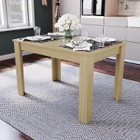 WAN Moderner Esstisch für 4 Personen aus MDF in Eiche und Walnuss – Rechteckiger Tisch für Küche und Esszimmer