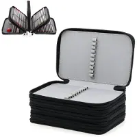 Merkloos Federmäppchen Stifteetui Schreibetui - 72 Fächer - Schwarz - 20 x 12,5 x 8,7 cm - Oxford-Gewebe - Für Schule, Zuhause und Büro