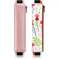 Merkloos Etui aus Kunstleder mit elastischem Band und Reißverschluss, Set mit 2 Stück, geeignet für Stifte, Bleistifte und kleine Accessoires