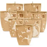 OEM Adventskalender zum Befüllen, 24 Tüten + Aufkleber, weiß