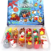 WAN Adventskalender mit Badeenten – Weihnachts-Entenkalender – Festliche Vorfreude – 24 Überraschungen – 31x5x23 cm – Mehrfarbig