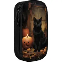 Markenlos Federmäppchen mit Katzenmotiv Schwarz Große Kapazität 21 x 10,5 x 5 cm