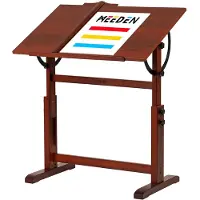 Merkloos Zeichentisch Zeichenbrett Architektentisch - 90,2 x 59,7 cm - Höhenverstellbar - Neigbar - Walnuss