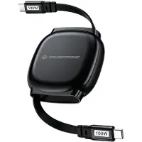 Conceptronic ETTA14B10 Einziehbares USB 2.0 Kabel, USB-C-Stecker auf USB-C-Stecker, PD 100W, 5A, 1m, 1 m, USB C, USB C, USB 2.0, Schwarz