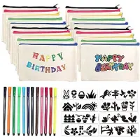 Markenlos 20 Stück Canvas-Etuis zum DIY Bemalen Bügeln und Besticken