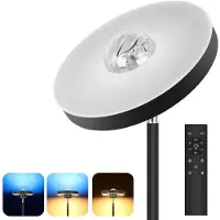 StarTech.com LED-Stehlampe - RGB-Wellenlampe - 24 W - Fernbedienung - Dimmbar - 3000–6500 K - Weißer Lampenschirm, schwarzer Fuß