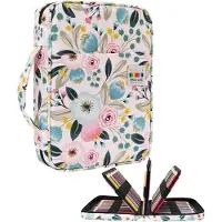 Merkloos Etui für Buntstifte mit großer Kapazität, Stifttasche mit Aquarell-Blumenmuster