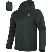 Merkloos Herrenregenjacke mit Kapuze, wasserdicht und winddicht, dunkelgrau