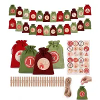 OEM Adventskalenderbeutel 24 Stück, 12x15 cm, rot, DIY Weihnachten
