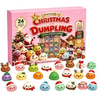 Merkloos Weihnachts-Adventskalender 2026 mit 24 niedlichen Knödel-Figuren, Countdown-Kalender mit nummerierten Fächern, Mini-Ornamente für Schreibtisch und Tis