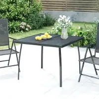 Markenlos Gartentisch, Tisch Garten, Balkontisch, Mehrzwecktisch, Buffettisch, Biertisch, Bierzelttisch, Flohmarkttisch, Anthrazit 100x100x72 cm Stahlgitter