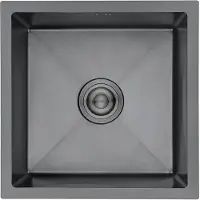 Markenlos Küchenspüle Edelstahl 40x40 cm Aufsatz/Einbau 1 Becken | mit Ablauffilter, Dunkelgrau