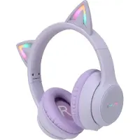 IMoshion Kabellose Kinderkopfhörer LED Light Cat Ear - Dezibelbegrenzer - Mit AUX-Kabel - Lavender Lilac