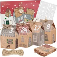 Merkloos Adventskalender zum Befüllen – Kleine Weihnachtskästchen – 24 Stück – Mit Zahlenaufklebern