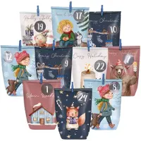 Merkloos Adventskalender Zum Befüllen Adventskalendertüten - 24 Stück - 16 x 22 cm - Weihnachtskalender - Für Weihnachtsbaum und Kaminsims