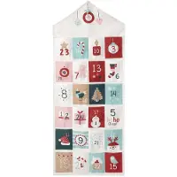 Merkloos Adventskalender Stoffkalender Adventskalender zum Befüllen - 24 Taschen - Weihnachtsmotive - 94 x 39 cm - Baumwolle
