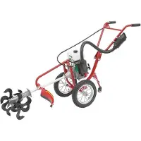 Markenlos Gartenfräse Benzin 63 cm³ 240 U/min 4-PS Rasenboden Bodenhacke mit 3-in-1 Funktion Mähen/Bodenbearbeitung/Grabenziehen und Luftkühlung Bodenfräse für Gärten Felder Gewächshäuser