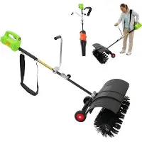 Markenlos Kehrmaschine Elektrisch Motorbesen, 2-in-1 Kehrmaschine mit Gebläse & Hilfsräder, 1300 W 9000 U/min Schneeschieber Kehrbesen Schneefräse Laubbläser, Leise Kehrer für Draußen Kunstrasen Straßen