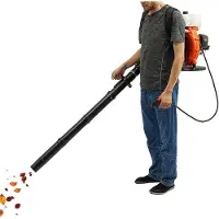 Markenlos 2-Takt-Benzin Laubbläser 41.5CC 7500RPM Rückenlaubbläser Gartenbläser mit Schultergurt für Rasen & Hof, 2.3L Kraftstofftank, Luftgekühlt, Einzylinder