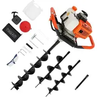 Markenlos Benzin-Erdbohrer 52cc mit 3 Bohrern (100/150/200mm) | 1,98PS & 108cm Bohrtiefe | Kraftstoffsparend 600g/kWh + Vibrationsdämpfung | Inkl. Verlängerung & Zubehörset – für Gartenbau/Pfahlsetzung