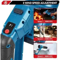 StarTech.com Turbo-Laubbläser - Elektrisches Luftstrahlgebläse - Bürstenloser Motor - 300 m/s - 180° drehbar - 2 Akkus - EU-Stecker