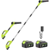 Markenlos Laubbläser Akku mit 2 m Teleskopstange & 2×4000 mAh Akkus, leichtes Gebläse mit 290 km/h & 985 m³/h, Turbomodus, kabelloser Leaf Blower für Garten, Laub, Schnee & Staub