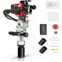 Markenlos 900W Benzin Pfahlramme 2 Takt Benzin Motor 32,6cc Schlagfrequenz 1200-2200r/min Benzin T Pfostenramme mit 2 Hülsen Hand-Zug-Start Zaunpfahlramme Zweitaktpfahlramme Hülsen Einzylinder Benzinpfahlramme