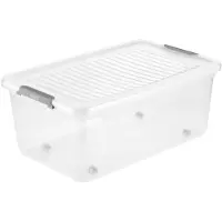Merkloos Aufbewahrungsbox Transportbox Rollbox - 37 Liter - Mit Clipverschluss - Mit Rollen
