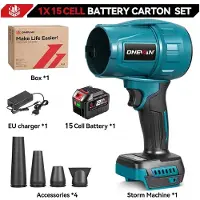 StarTech.com Turbo-Gebläse - X50 Laubbläser - Bürstenloser Motor - 3500 W - 350 m/s - 300.000 U/min - 3 Gänge - 1 Großes Akku-Set