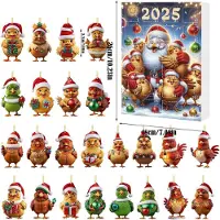LTPRTZ Anhänger Huhn - Weihnachtsdekoration Tier - Adventskalender Countdown - 24 Tage Überraschung - Acryl Material - Multicolor