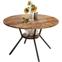 StarTech.com Runder Esstisch - Ø 120 x H 79 cm - MDF-Holzplatte - Metallbeine - Nicht ausziehbar - Für 6 Personen - Holzoptik