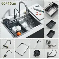 StarTech.com Küchenspüle - M1-6045 Unterbauspüle mit Einzelbecken - 60 x 45 cm - Edelstahl 304 - Gebürstete Oberfläche - Vier Löcher - Mit Küchenarmatur - Gunmetal