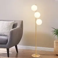 StarTech.com Stehlampe - Moderne Stehlampe - 3-flammig - Milchglasschirm - E27-Fassung - Leuchtmittel Nicht Enthalten - Fußschalter - Goldfarben