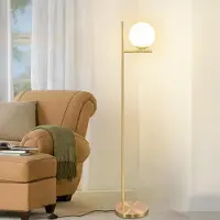 StarTech.com Stehlampe - Moderne Stehleuchte - 1-flammig - E27-Fassung - Mattglas - Fußschalter - Leuchtmittel nicht enthalten - Gold