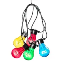 Konstsmide LED-Lichterkette "Party-Lichterkette", schwarz, Dioden 5 Stk. Flammen 5 Stk., Gesamtlänge 5m, Lichterketten, LED Biergartenkette, 5 bunte Birnen / 40 warm weiße Dioden, LED-Lichterkette