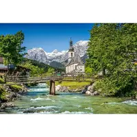 Papermoon Fototapete "Bavarian Alps", bunt, B:3,5m L:2,6m, Vlies, Tapeten, Fototapete